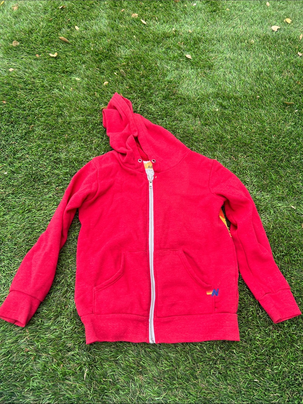 Aviator Nation Kids Bright Red Zip Hoodie with Front Pockets size 8